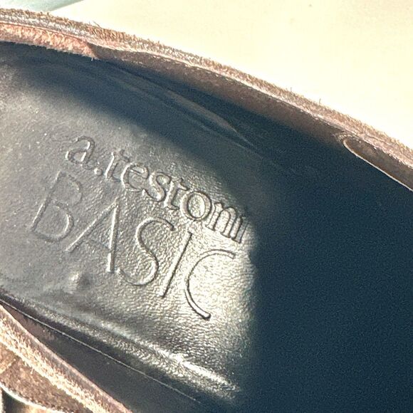 A Testoni Basic Oxford Dress Shoes Brown Suede Leather Mens Size 12 Lace Up - Picture 16 of 16